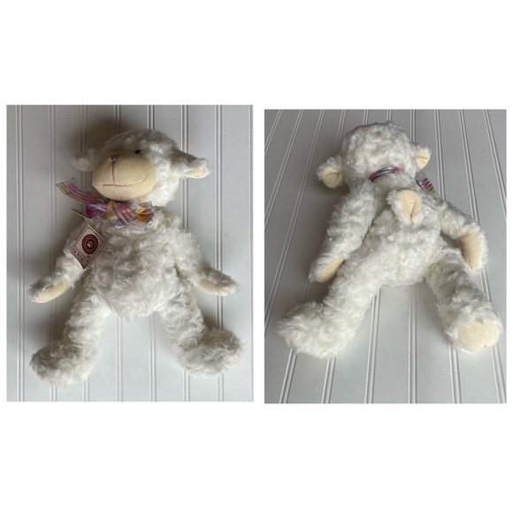 Boyds Bear Collection Plush Toy Liza Fuzzyfleece Lamb White NWT Bow Vintage JB - Picture 9 of 9